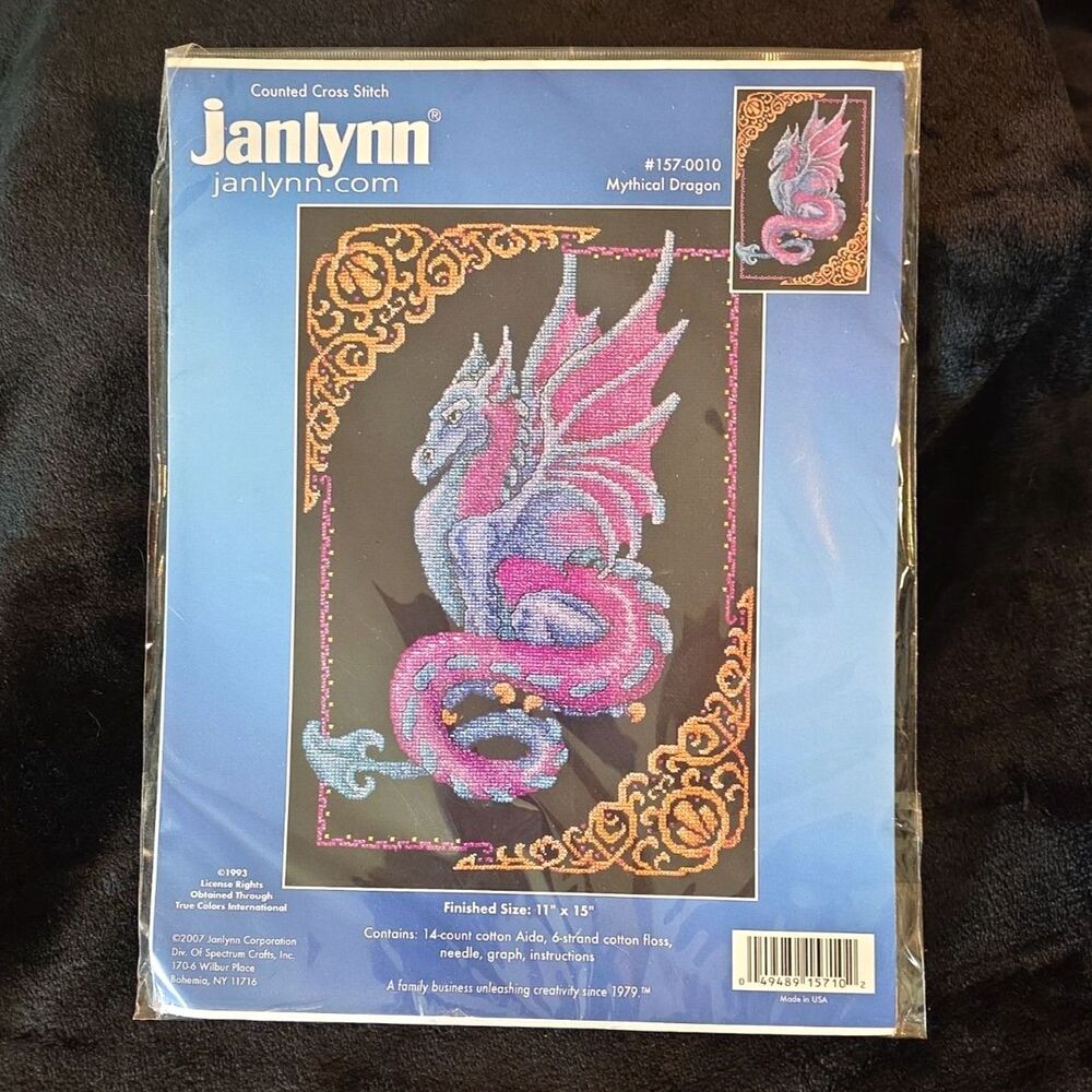 Janlynn Counted Cross Stitch Dragon #157-0010 Mythical Dragon New Unopened